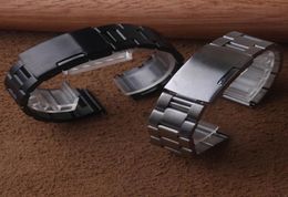 Bande de montre de sangle en acier inoxydable 18 mm 20 mm 22 mm Bracelet à liaison solide Bracelet Watch For Smart Watch Metal Tourbe ceinture mate noire 4996241