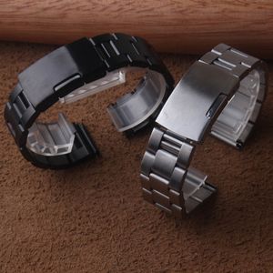 Bracelet de montre en acier inoxydable, 18mm, 20mm, 22mm, à maillons solides, pour montre intelligente, ceinture de poignet en métal, noir mat 288C