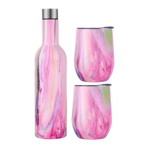 Bouteille de 500 ml de sublimation en acier inoxydable et deux cadeaux de gobelet de vin de 12 oz en forme d'oeuf dans la boîte