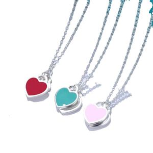 Rvs Zoete Liefde Hart Designer Hanger Ketting voor Vrouwen Cross Chain Roze Blauw Rood Leuke Choker Merk Kettingen Sieraden Ism