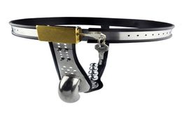 Dispositifs de ceinture mâles en acier inoxydable T-Pants avec cage à coq Plug anal Penis Lock Adulte String Sex Toys pour Men2110138