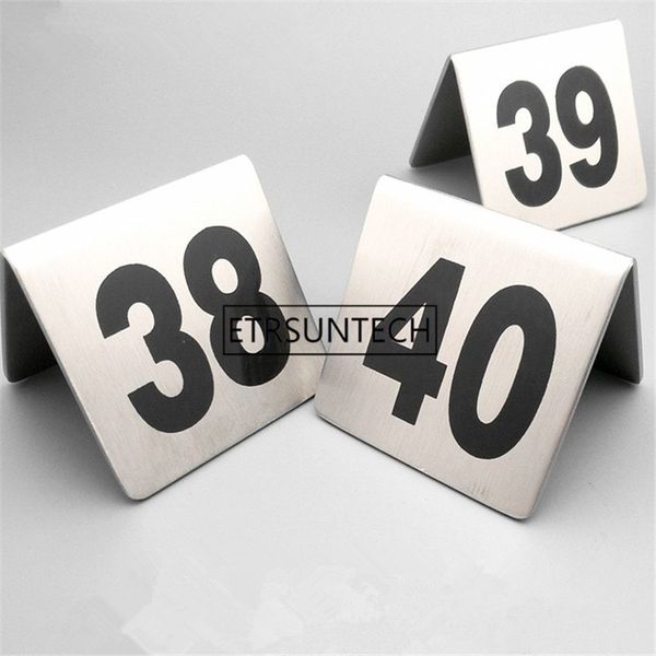 Tarjetas de números de mesa de acero inoxidable, juego de números de mesa para restaurante, cafetería, bar, bodas, suministros para fiestas de cumpleaños, 1-50 1-197B