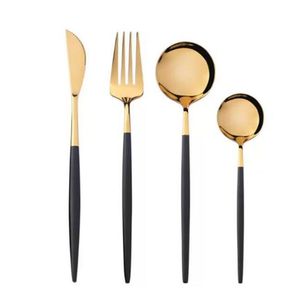 Capacitación de vajilla de acero inoxidable Gold Knife Spoon Spoon Spoon Flatware Simple Exquisito Western Cinlery