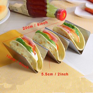 Support à tacos en acier inoxydable Ustensiles de cuisson Mexicain Tacos Rack W Space Hard Shell Wave Kitchen Tool Restaurant Food Show Holders Stands DBC BH3216