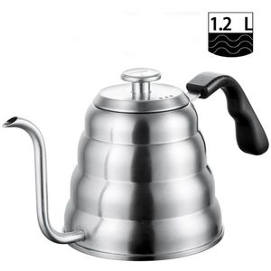 Bouilloire à café en acier inoxydable avec thermomètre à col de cygne, bec fin pour verser sur une cafetière, fonctionne sur une cuisinière 40oz 1 2L3323