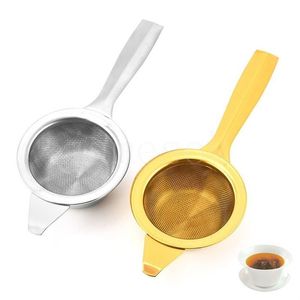 Roestvrijstalen thee -zeeffilter Fine Mesh Infuser Coffee Coffee Filter Filter TEEWARE herbruikbare gouden zilveren kleur