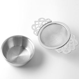 Filtro de colador de té de acero inoxidable con filtro de mango de taza inferior coladores reutilizables accesorios de tetera