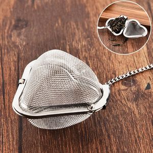 Roestvrijstalen thee-zeefkruid specerij mesh infuser theebalfilter voor theepot hartvorm thee-infusieer SN76