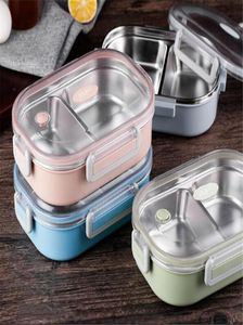 Roestvrijstalen thermoslunchbox voor kinderen grijze tas set bento doos lekvrije Japanse stijl voedselcontainer thermische lunchbox3613632