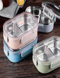 Roestvrijstalen thermoslunchbox voor kinderen grijze tas set bento doos lekvrije Japanse stijl voedselcontainer thermische lunchbox321h8213780