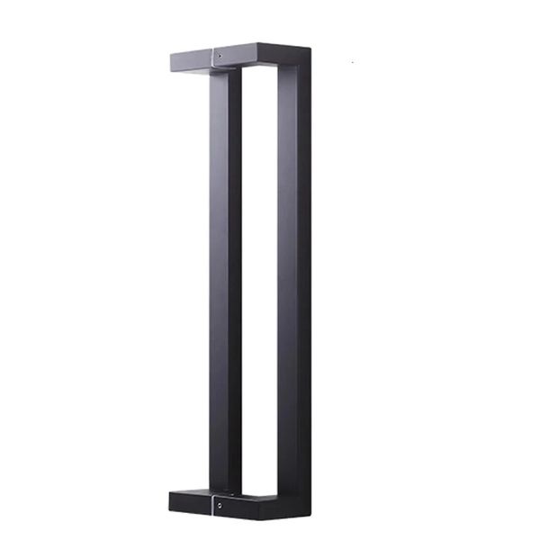 Manija de puerta de vidrio curvado doble de tubo cuadrado negro engrosado de acero inoxidable, manija de baño con marco sin marco 231225