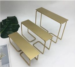 Roestvrij staal drie stuk kruk frame commerciële meubels metalen draad stroom tafel hoge en lage schoen tas display tafels