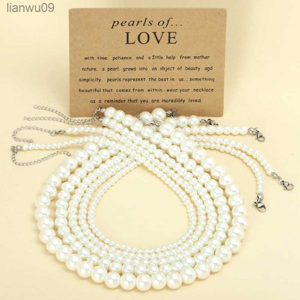 Acier inoxydable titane acier accessoires haute qualité verre imitation perle collier romantique perle carte clavicule chaîne L230704