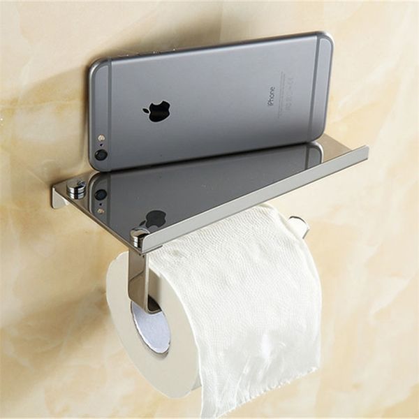 Porte-papier hygiénique en acier inoxydable pour téléphones étagère rouleau boîte à mouchoirs porte-serviettes salle de bain organisateur de rangement articles ménagers 210423