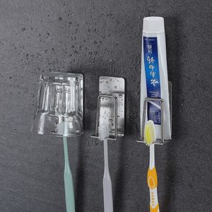 Portacepillos de dientes de acero inoxidable Portavasos para cepillos de dientes con pasta de ponche libre Baño Inodoro Portavasos para cepillos de dientes de acero inoxidable DBC BH3210