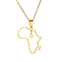Rvs Trendy Afrikaanse Kaart Hanger Ketting Sieraden Hart Charme Kaart van Afrika Continent Vrouwen Jewelry333O