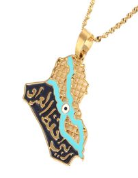 Collier pendentif carte de la république d'irak en acier inoxydable, chaîne de cartes Allah, bijoux 7034383