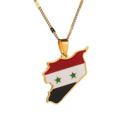 Colliers avec pendentif en forme de drapeau de la carte syrienne, en acier inoxydable, chaîne de carte syrienne, bijoux 8243063