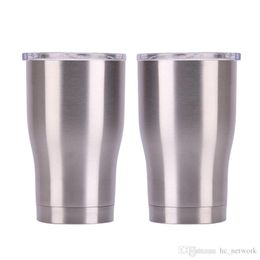 Vaso de acero inoxidable Vasos curvos Vaso curvo 12 oz Tazas de café de vacío de doble pared con tapa Forma de cintura Tazas de agua Envío gratis