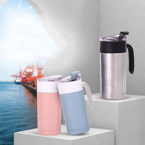 Gobelet en acier inoxydable avec poignée refroidisseur bouteille froide tasse cadeau de bureau d'affaires tasse tasses d'isolation sous vide