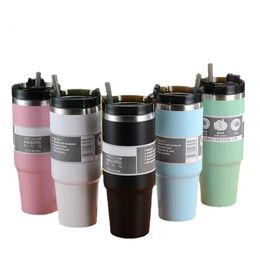 Gobelets en acier inoxydable Flacon 30 oz 20 oz Tasse à café de voyage Thermos à double paroi Tasses de voiture Bouteille d'eau Isolation Tasse de paille 240113