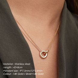Colliers de pendentif bicolore en acier inoxydable pour femmes Chokers Trend Fashion Festival Party Gift Bijoux