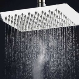 Acier inoxydable ultra-mince carré 8 pouces douche grande buse supérieure douche de pluie bain pomme de douche pulvérisation accessoires de salle de bain 210724