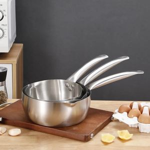 Casserole antiadhésive non revêtue en acier inoxydable, marmite à lait domestique, poêle à frire, cuisinière à induction, cuisinière à gaz, ustensiles de cuisine 240226