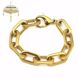 Edelstahl-Unisex-Armband-Armreif für Damen und Herren, Schmuck, dicke rechteckige Armbänder, goldene Farbe, verblasst nicht, Breite 12 mm, Fashion227Z