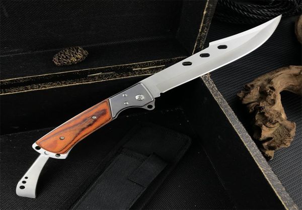 Acier inoxydable USA Dovetail grand couteau pliant couleur en bois poignée pointue tactique de chasse EDC Pocket Survival Couteaux 3246647
