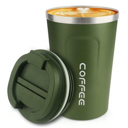 Gobelet à café isolé sous vide en acier inoxydable, tasse de voyage anti-déversement avec couvercle, tasses à café pour garder le café chaud/glacé, le thé et la bière