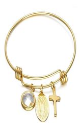 Acero inoxidable Virgen María Bracelets para mujeres Joyas católicas Drop Bangle7242430