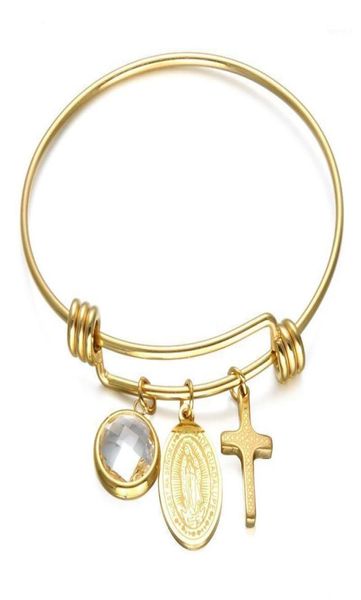 Bracelets en acier inoxydable Bracelets pour femmes Bijoux catholiques Drop Bangle7242430