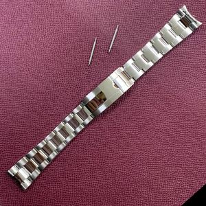 Bracelet de montre en acier inoxydable 20mm bracelet en métal pour montre pour hommes boucle papillon ceinture de montre brossé bords polis moyens 240301