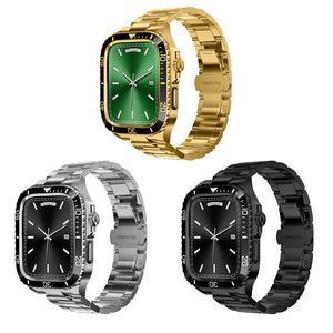 Correa de reloj de acero inoxidable para Apple Watch Estuche de correas inteligentes Liberación rápida Resistente a los golpes Hombres 44 mm 45 mm Bandas de reloj deportivo Compatible con iWatch Series 4 5 6 7 8 SE