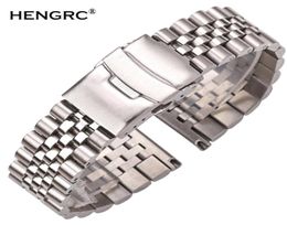 Correa de pulsera de reloj de acero inoxidable 20 mm 22 mm de 24 mm Menores Silver Solid Metal Watch Band Accesorios T1906205295428