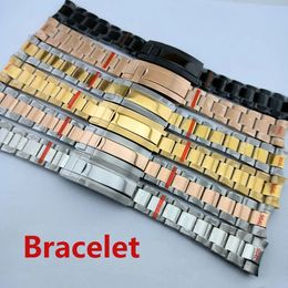 Pulsera de bandas de reloj de acero inoxidable 20 mm para pulsera de ostras para mujeres Silver Solid Metal Watch Strap Accessorie 240520