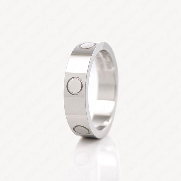 Anillo de los amantes de la marca de la boda de acero inoxidable para mujer hombre 18k anillos de compromiso chapados en oro blanco hombres mujer regalos accesorios de moda con bolsas de joyería al por mayor