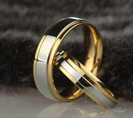 Fede nuziale in acciaio inossidabile Argento color oro Design semplice Coppia Anello di alleanza Larghezza 4 mm 6 mm Anello a fascia per donne e uomini6827497