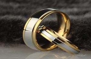 Roestvrijstalen trouwring zilvergoud kleur eenvoudig ontwerp paar alliantie ring 4 mm 6 mm breedte bandring voor vrouwen en Men2658367