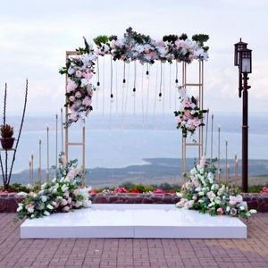 Cadre de porte de bienvenue en acier inoxydable pont arche de fleurs décoration de mariage support de toile de fond fête d'anniversaire porte-ballon socle bougie guirlande artisanat présentoir