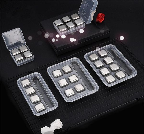 Whisky en acier inoxydable Stones KTV Bar outils glacés Glacier Metal Glacier Colonter Stone Whiskeyrocks 8pc ICECUBE 1PCS Clip FF313797644