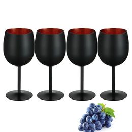 Ensemble de verre à vin en acier inoxydable de 4 verres incassables noir et cuivre de 12 oz 240430