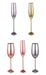 Verres à vin en acier inoxydable élégant Drinkware de mariage décor de fête en acier inoxydable verre argent rose rose dorée de Noël cadeau x04054241
