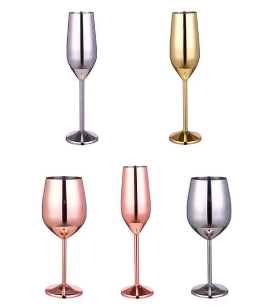 Verres à vin en acier inoxydable Verres élégants Décor de fête de mariage Verre à vin en acier inoxydable Argent Rose Or Doré Cadeau de Noël X09153405