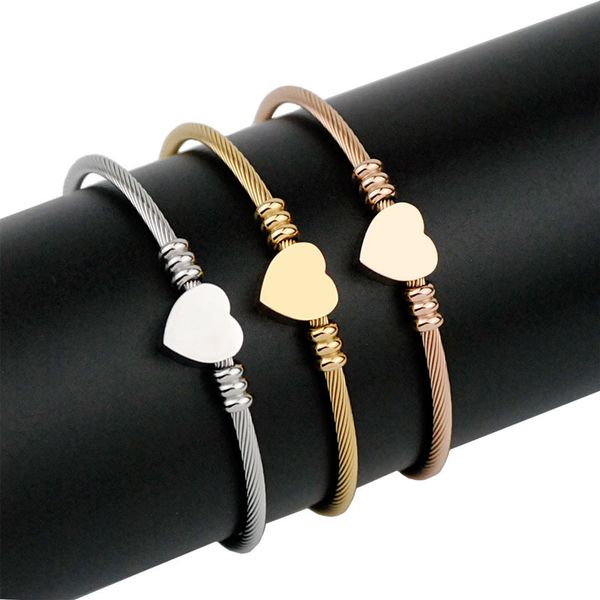 Bracelet en acier inoxydable Bracelet tressé pour les femmes lien Bracelet de coeur ajusté Bracelet à la mode en gros YMB015