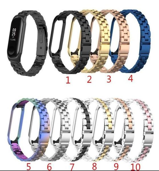 Correa de muñeca de acero inoxidable para Xiaomi Mi Band 3 4 General Metal Watch Band Smart Miband 3 Cinturas de reloj reemplazables 1195608