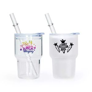 Roestvrij sublimatie 3oz wijnbekers Clear Frosted Colors Likeur Shot Glass met plastic deksel Groothandel