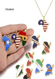 Joelrie en acier Stainls Nigeria Kenya Congo Somalie Ghana Cape Verde Flag en émail émail Africain Carte Collier310U6138128