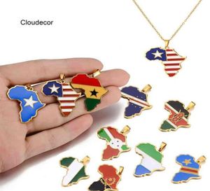 Stainls Stalen Sieraden Nigeria Kenia Congo Somalië Ghana Kaapverdië Vlag Emaille Hanger Afrikaanse Kaart Ketting310U8522808